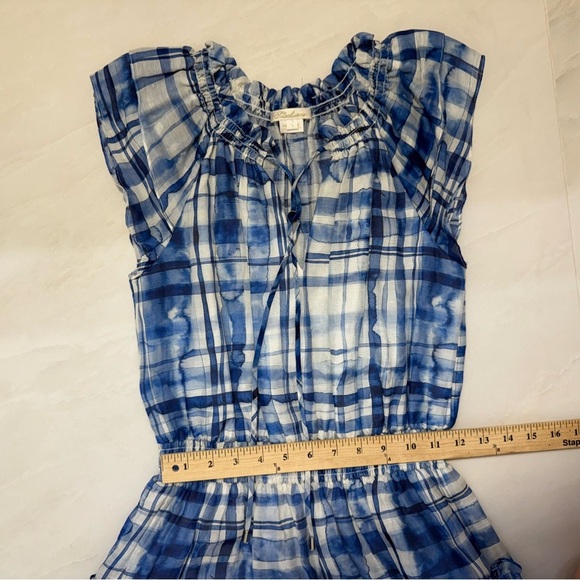 Shoshanna Catalina Dress • Blue Watercolor Plaid • Size 4 - Picture 6 of 11